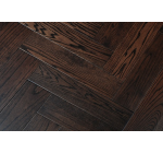 black grained oak herringbone wood flooring