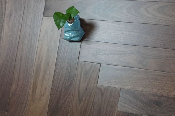 black walnut fishbone parquet flooring
